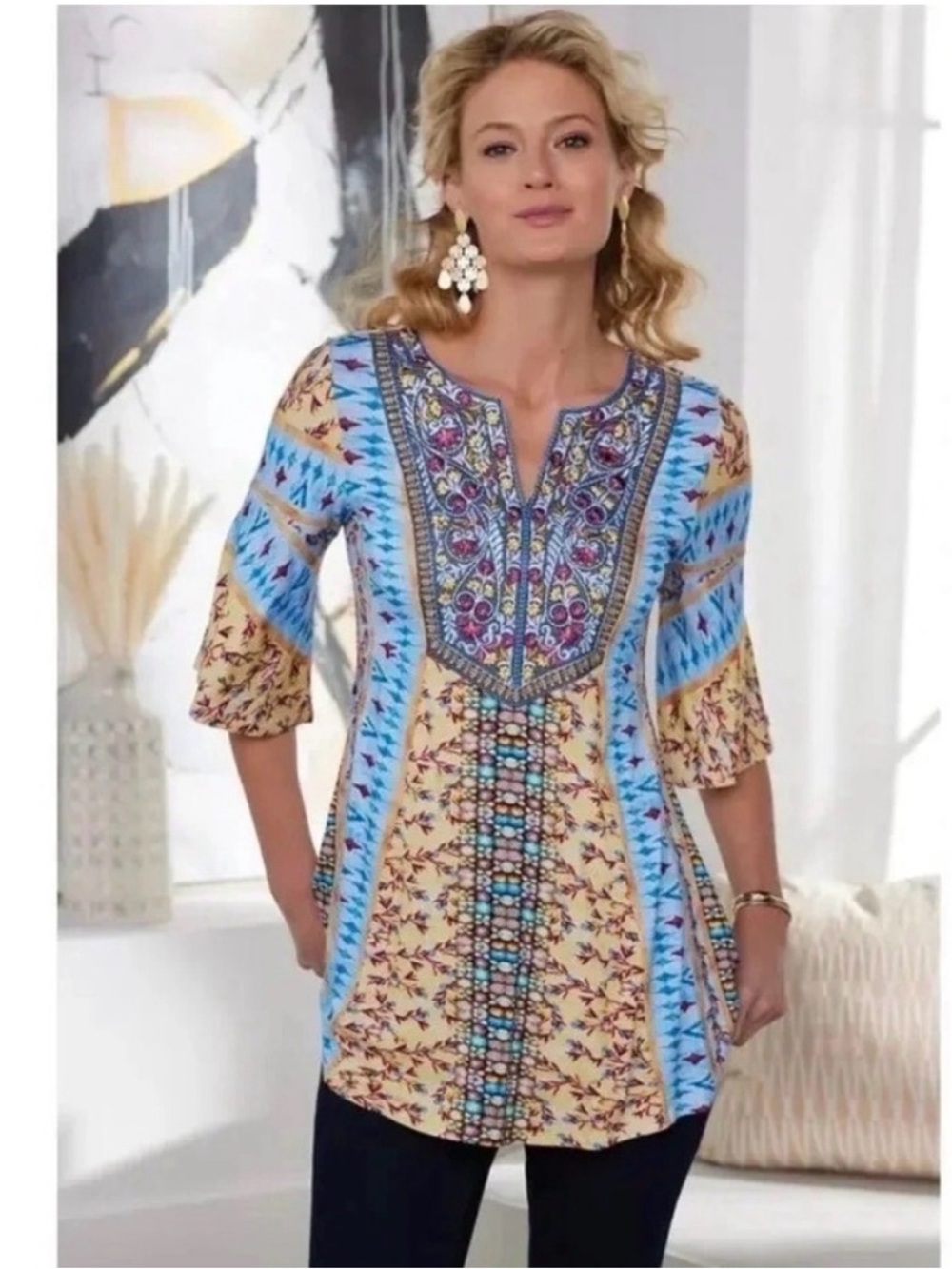 Soft Surroundings Fifi Embroidered Tunic Top - Picture 2 of 11